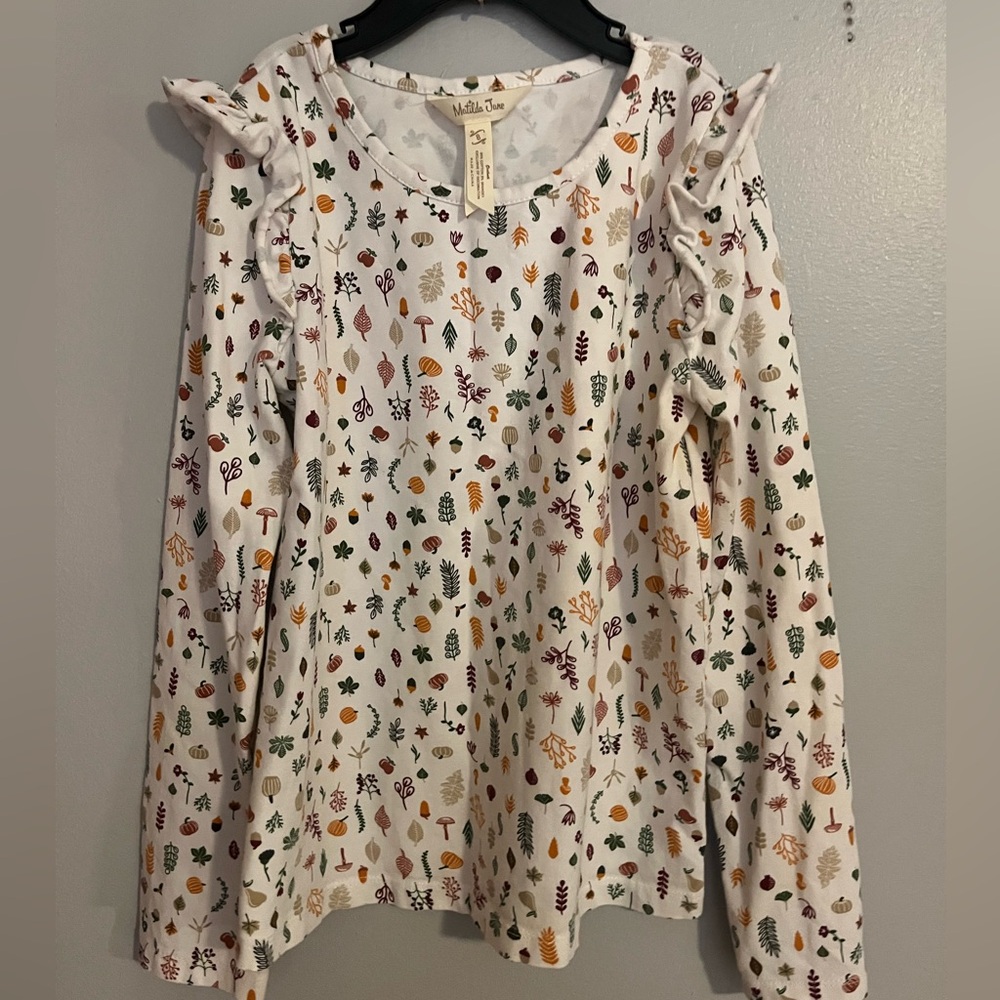 Matilda Jane White Top with Autumn Leaf Print - Picture 1 of 4
